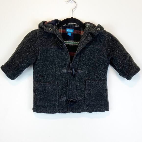 Children’s Place Boys 18M Wool Blend Coat w/Hood - Picture 2 of 8